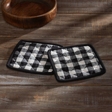 Annie Buffalo Check Black Pot Holder Set of 2 8x8 - The Fox Decor